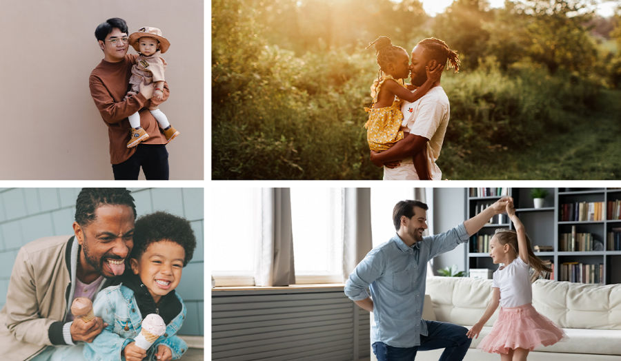 Daddies voice image collage depicting fathers with children