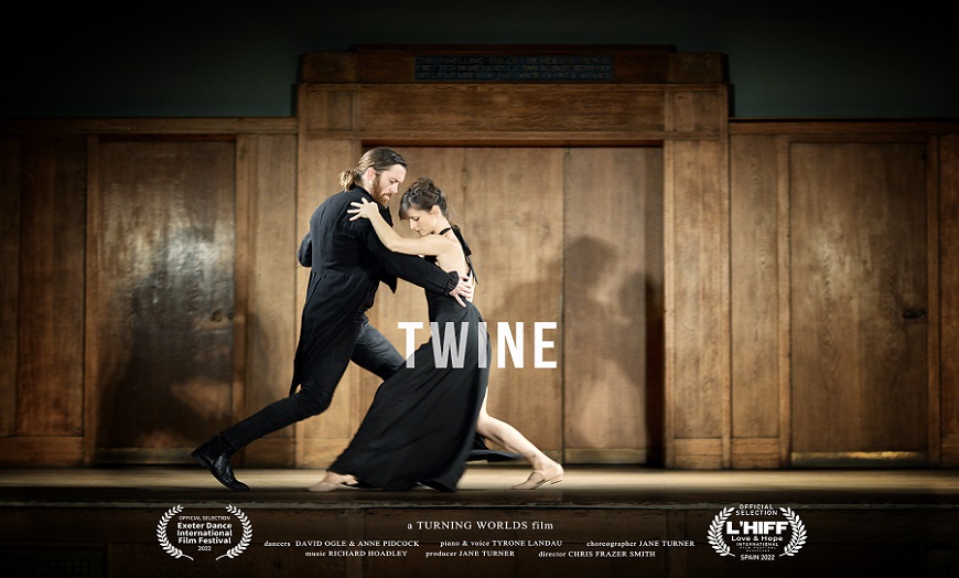 Poster for dance film TWINE showing a pair of dancers