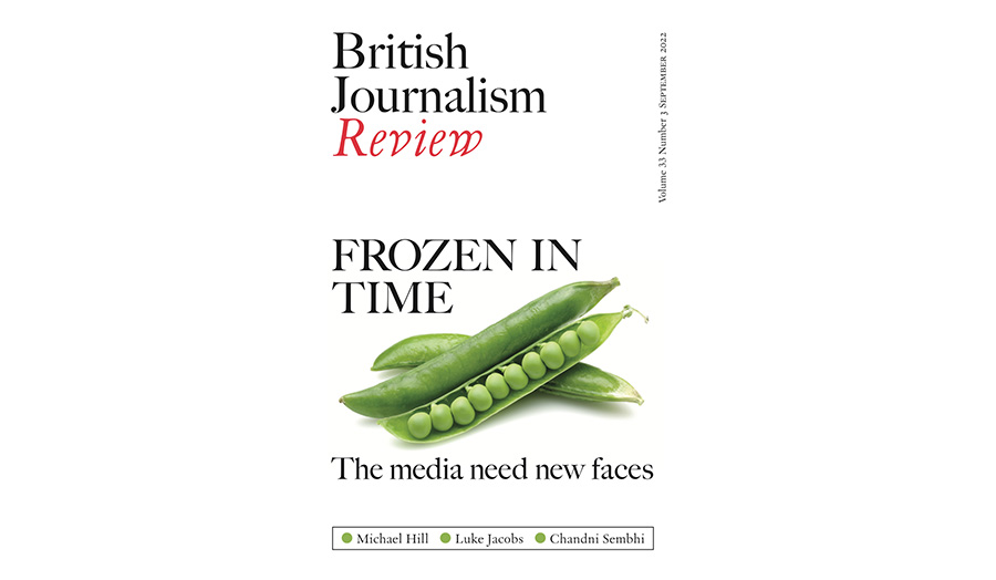 Cover of British Journalism Review showing peas in a pod