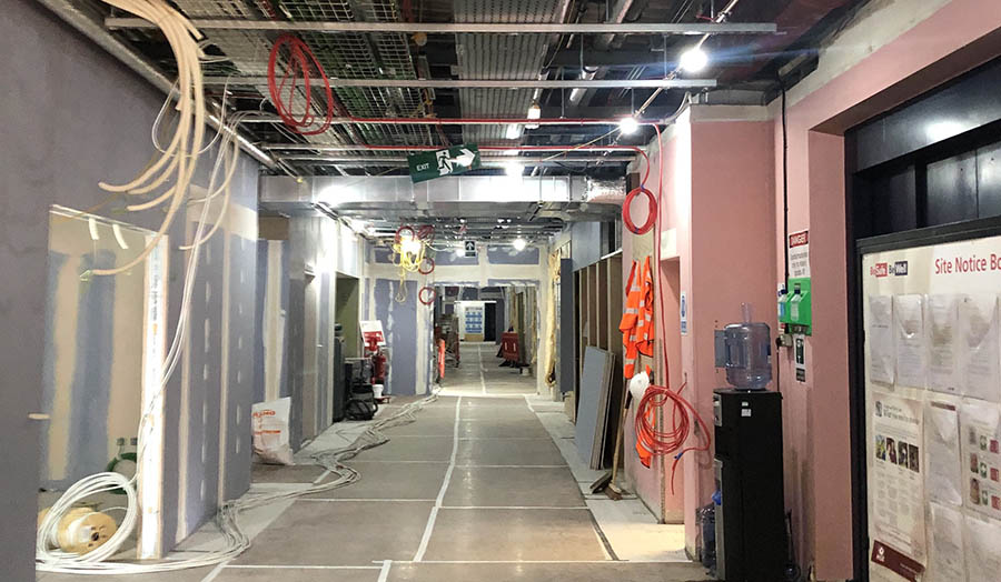 Inside a corridor at London Met's new teaching facilities