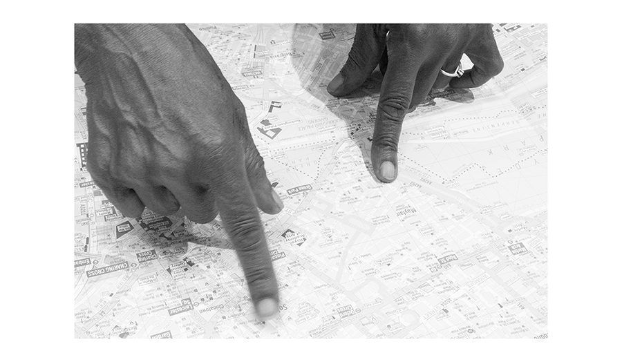 Hands on a map