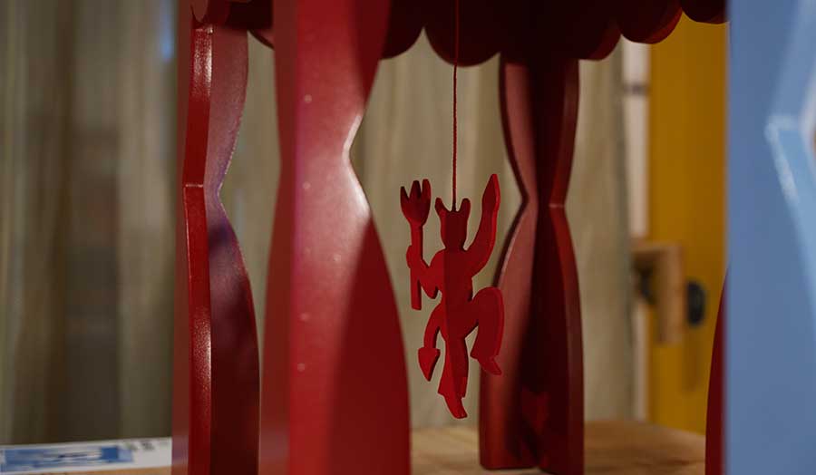 London Met design graduate's work showing a spinning red devil
