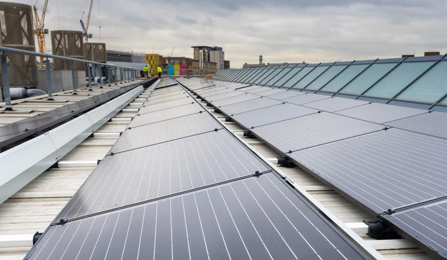 View of solar panels on top of science centre