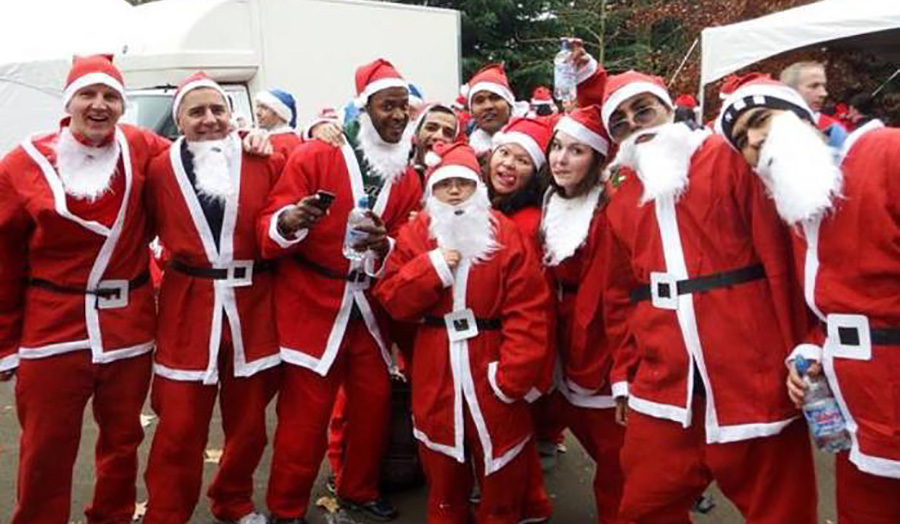 Natalya is pictured (fourth from right) with her fellow MBA classmates in December 2013. Together, they took part in the Santa Fun Run.