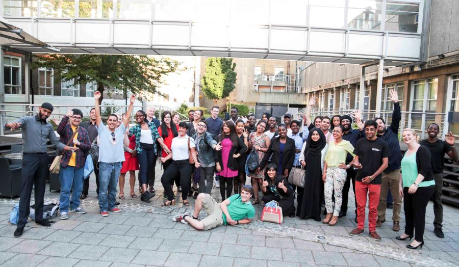 Student ambassadors in the London met courtyard celebrate the event