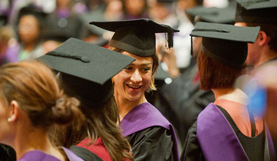 Students at a graduation celebration