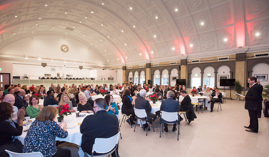 Staff are presented with achievement awards in London Met's Great Hall