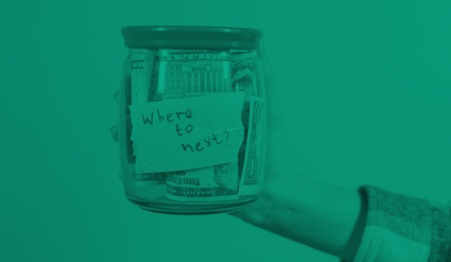 Money jar with where next for Founders Fund