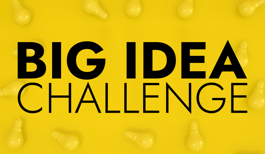 London Met Big Idea Challenge logo on yellow bulbs background