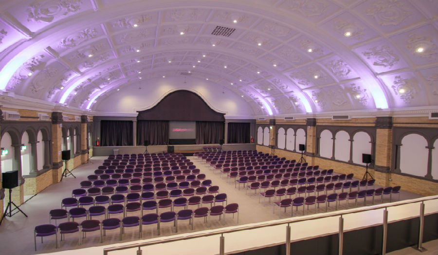 Great hall set up for a conference