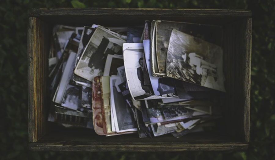 A box full of old photos