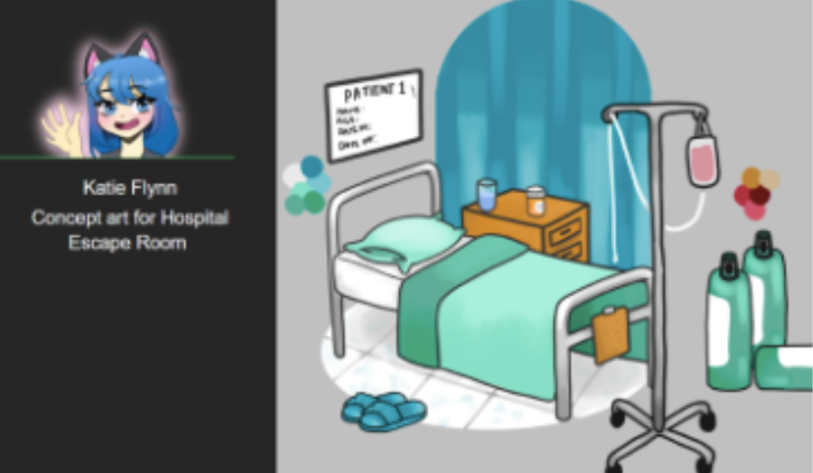 Concept art for the hospital ward.