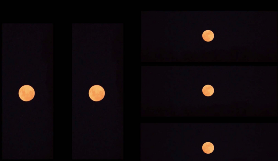 Five bright dots on the dark background
