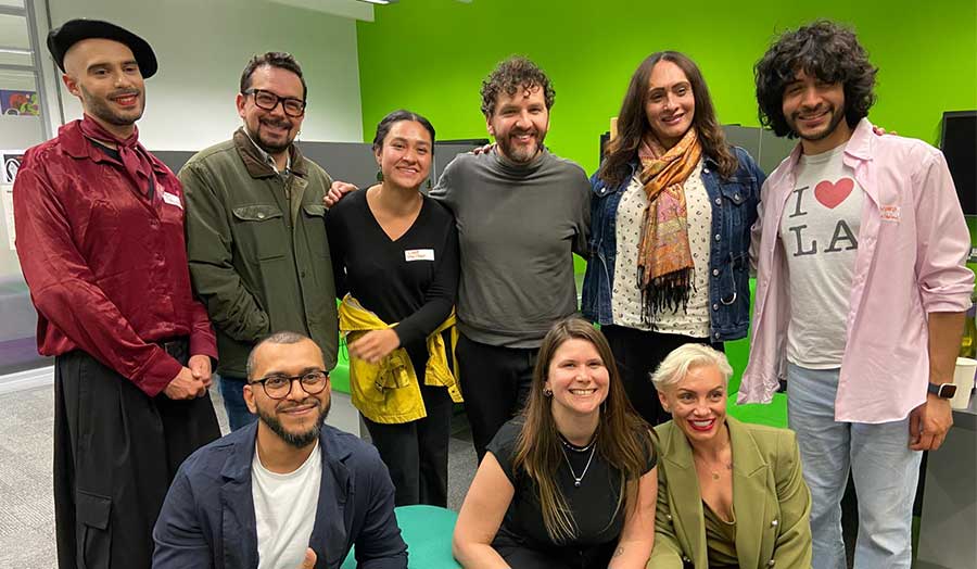 A group of people smiling