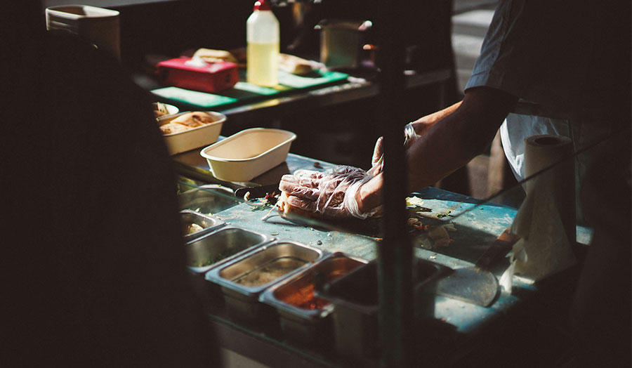 Food preparation in a professional kitchen