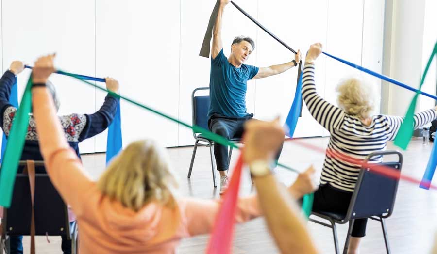 People exercising in a group