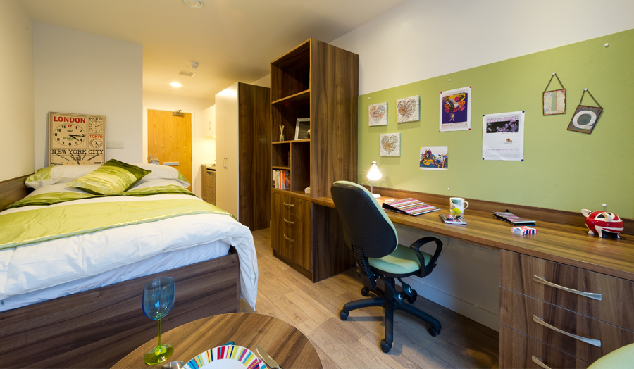 Bedroom in student halls of residence