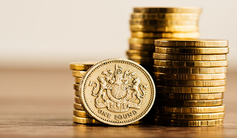 Stack of one pound coins