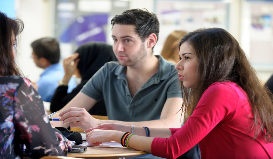 Undergraduate students talking