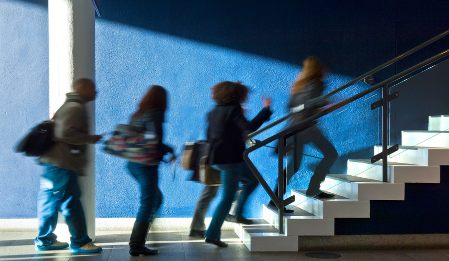 A group of students in the Tower Building 2