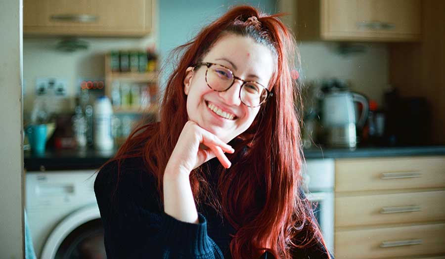profile shot of Boyana Aleksandrova in her kitchen