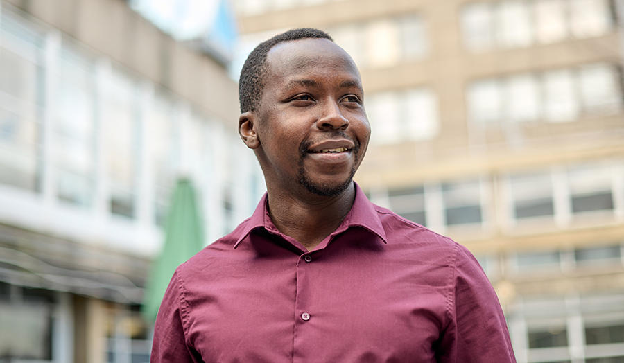 Innocent Lubangakene pictured at Holloway Road campus