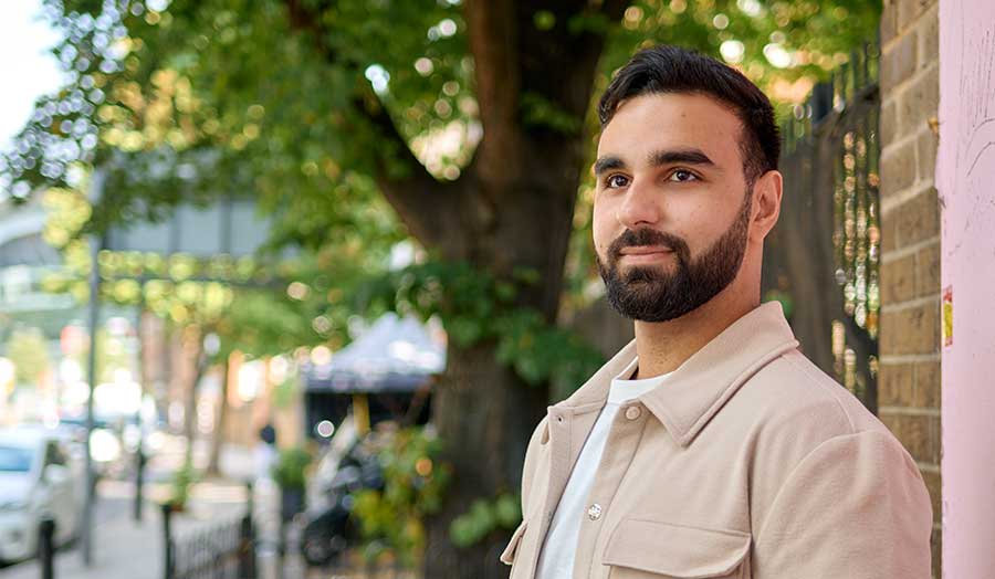 PGCE student Josef pictured outside Holloway Road campus