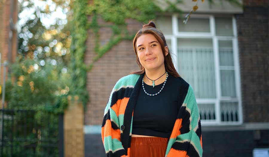 Lucy Simpson outside Holloway Road campus