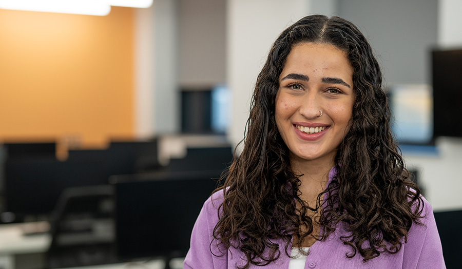 Mais El Habeel, pictured in a London Met classroom